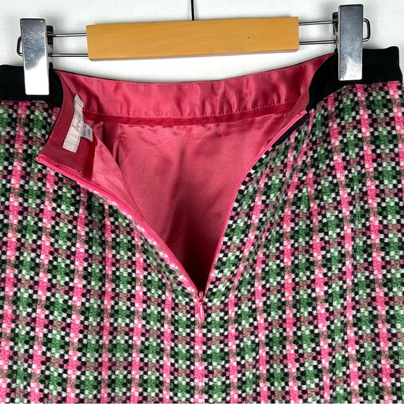 BODEN Women's Pencil Skirt Size 6 Notre Dame Pink Green Black Check Wool Blend - Picture 3 of 8